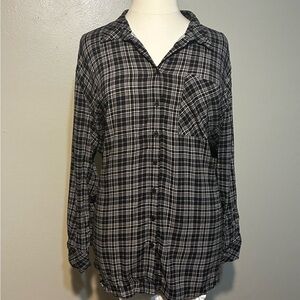 Torrid Black and White Plaid Top
